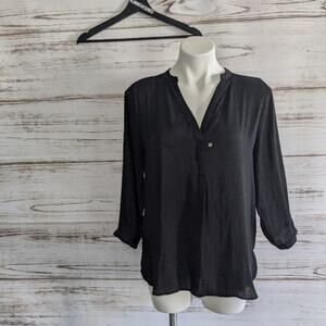Anthropologie Dolan V Neck Black Blouse sz Med